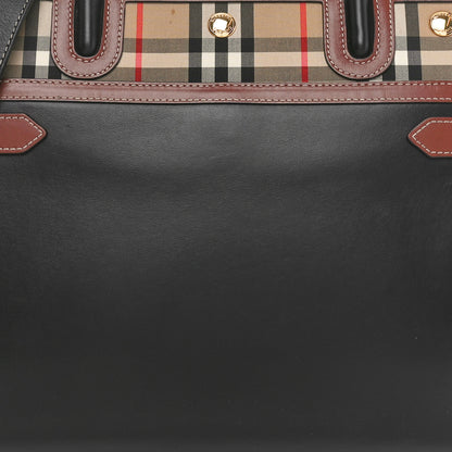 Burberry Calfskin Vintage Check Small Two Handle Title Bag Black 7 of 9