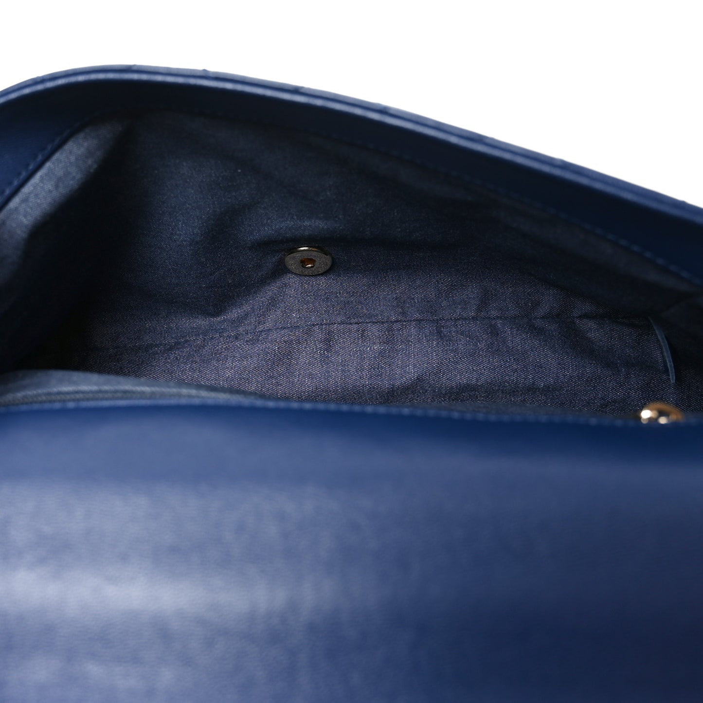 Lambskin Quilted Resin Bi-Color Chain Flap Bag Navy