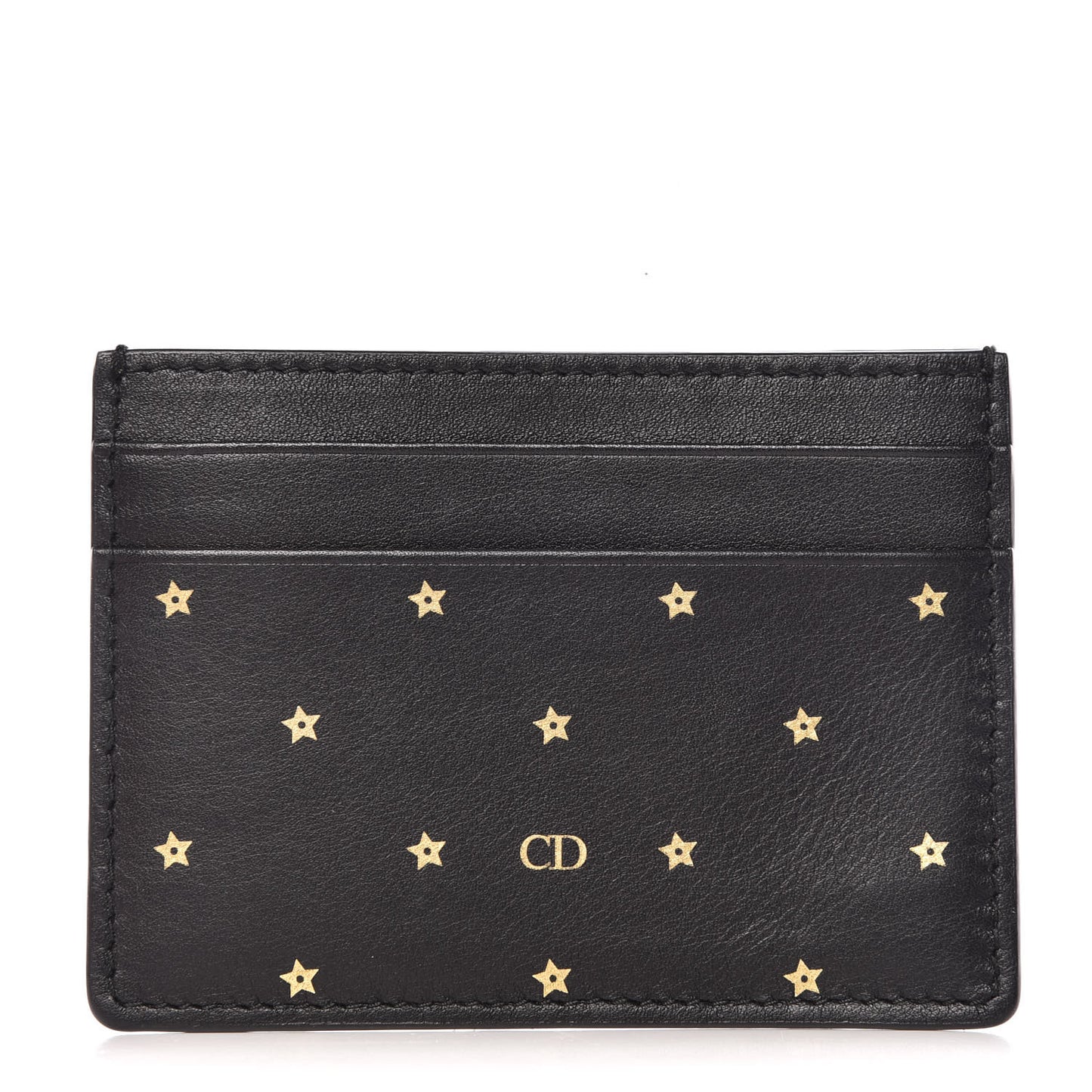 Calfskin Star Card Holder Black