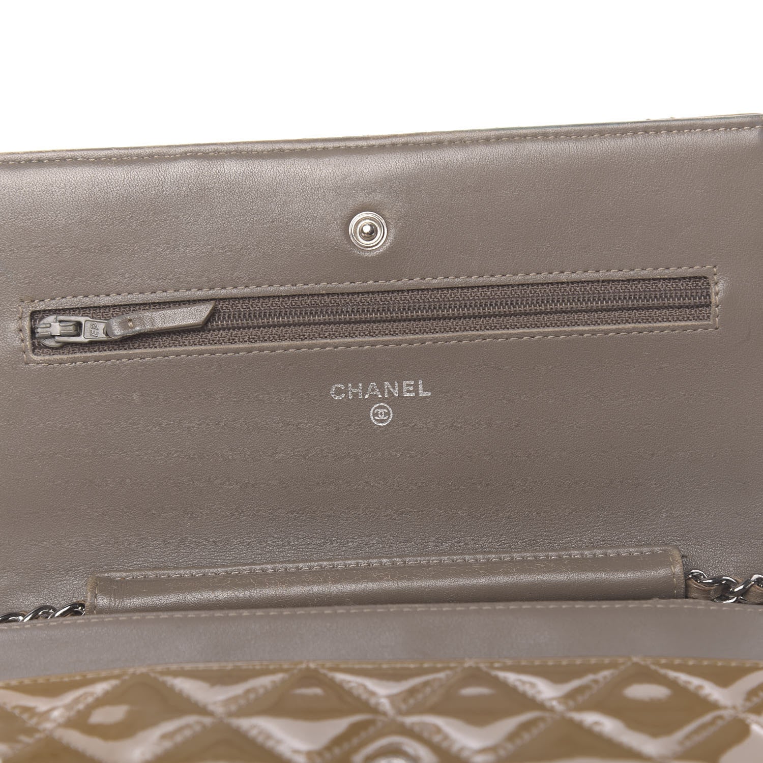 Chanel Patent Quilted Wallet On Chain WOC Brown 6 of 13