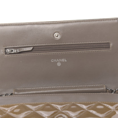 Chanel Patent Quilted Wallet On Chain WOC Brown 6 of 13