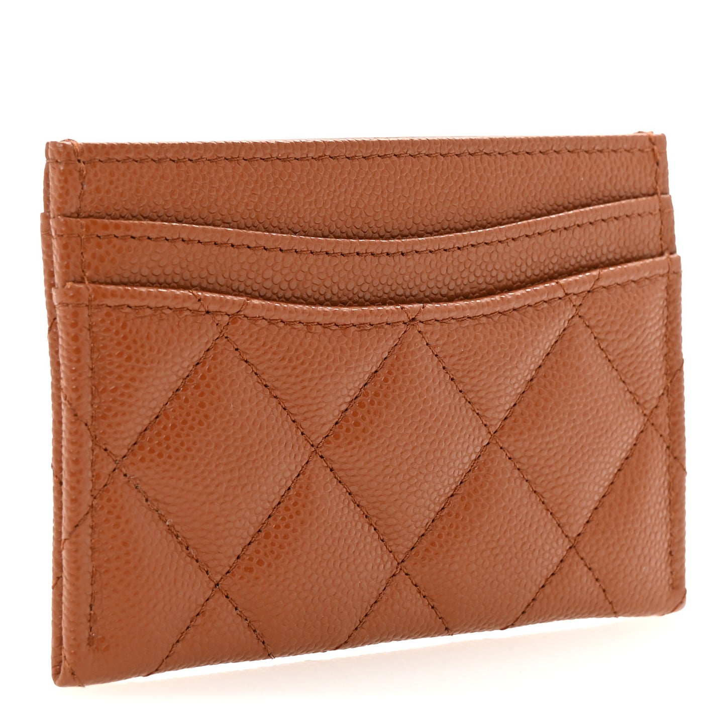 Caviar Quilted Card Holder Brown