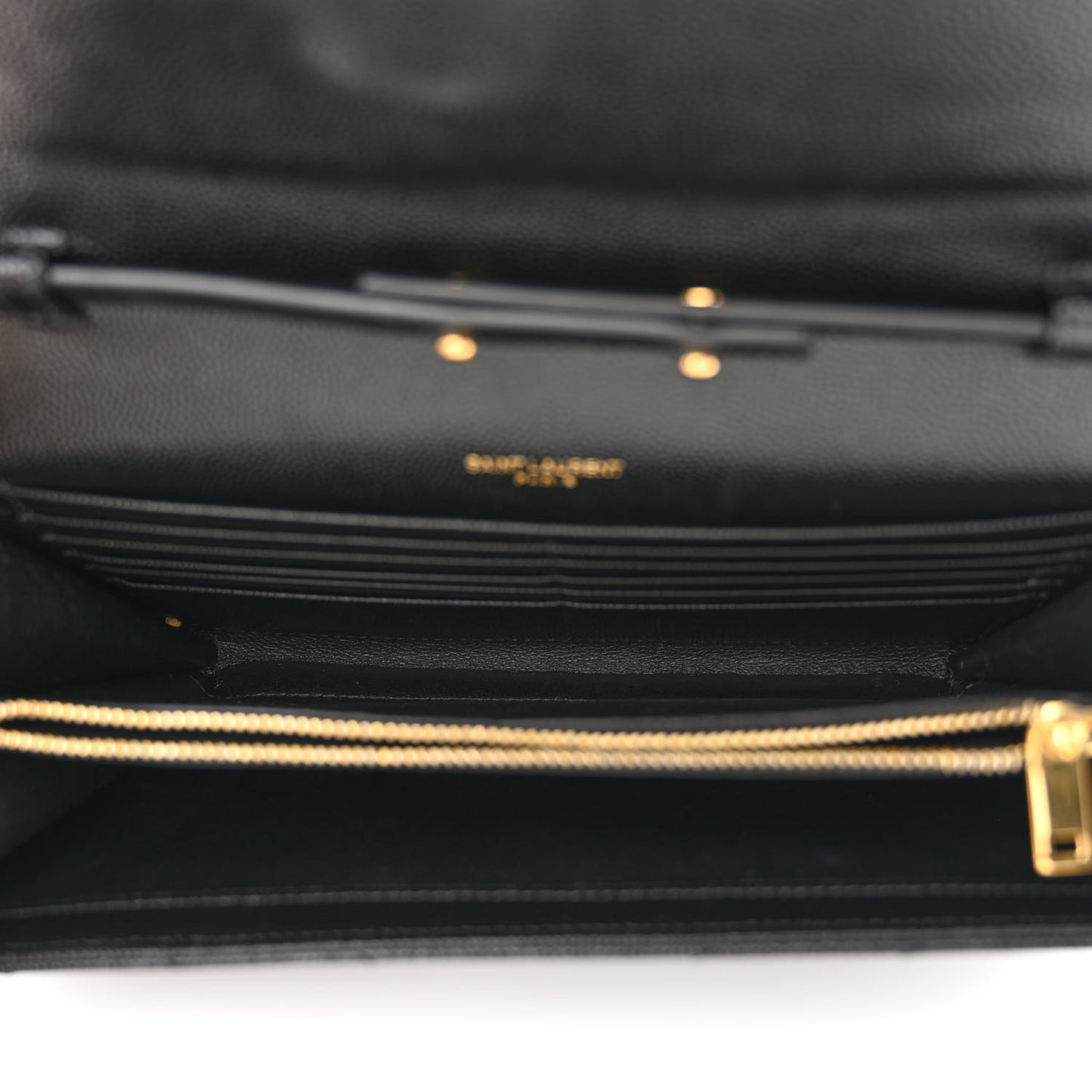 Grain De Poudre Matelasse Chevron Monogram Chain Wallet Black