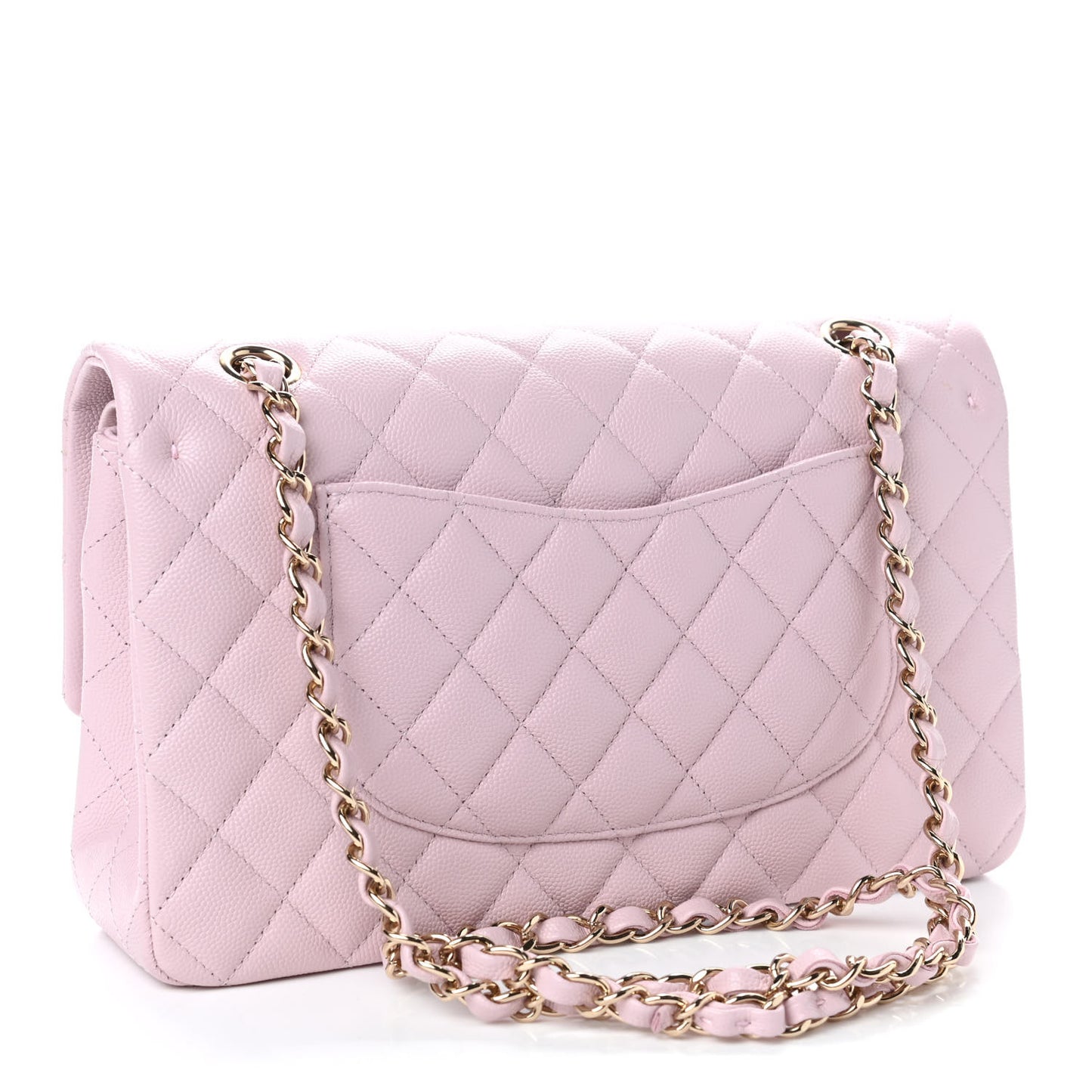 Caviar Quilted Medium Double Flap Light Pink