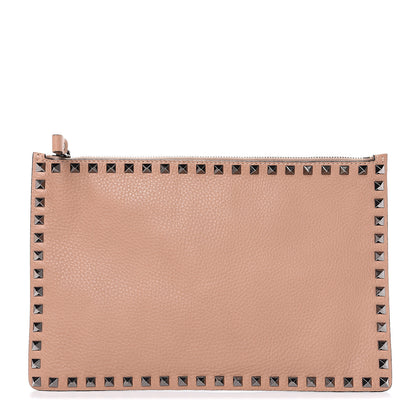 Valentino Garavani Pebbled Calfskin Large Rockstud Zip Pouch Skin Sorbet 1 of 7