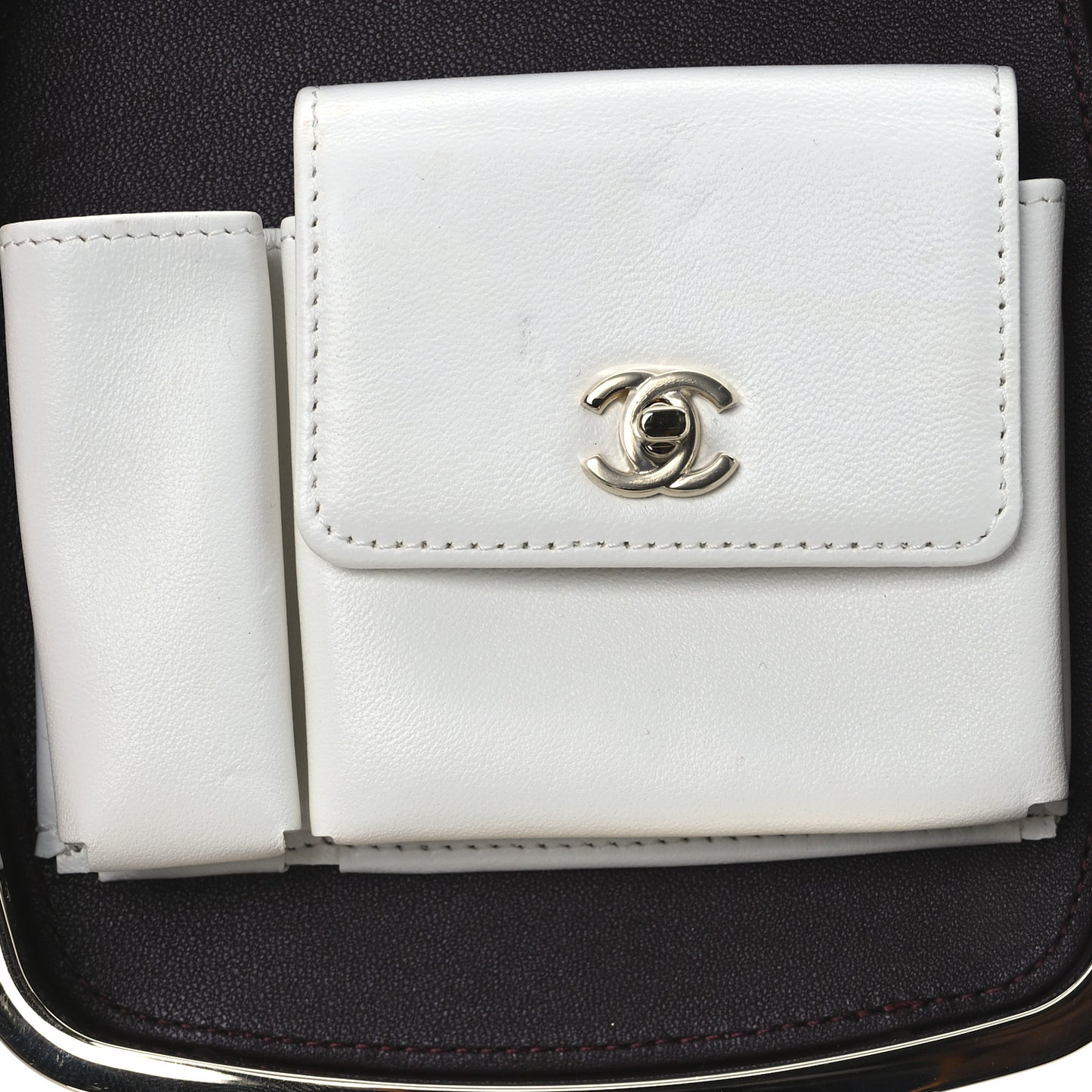 Lambskin Minaudiere Vanity With Handle White
