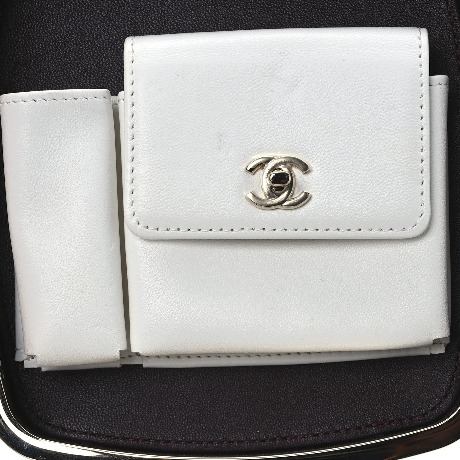 Chanel Lambskin Minaudiere Vanity With Handle White 5 of 16