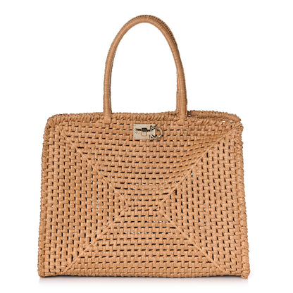 Salvatore Ferragamo Raffia XL Studio Box Tote Natural 4 of 10