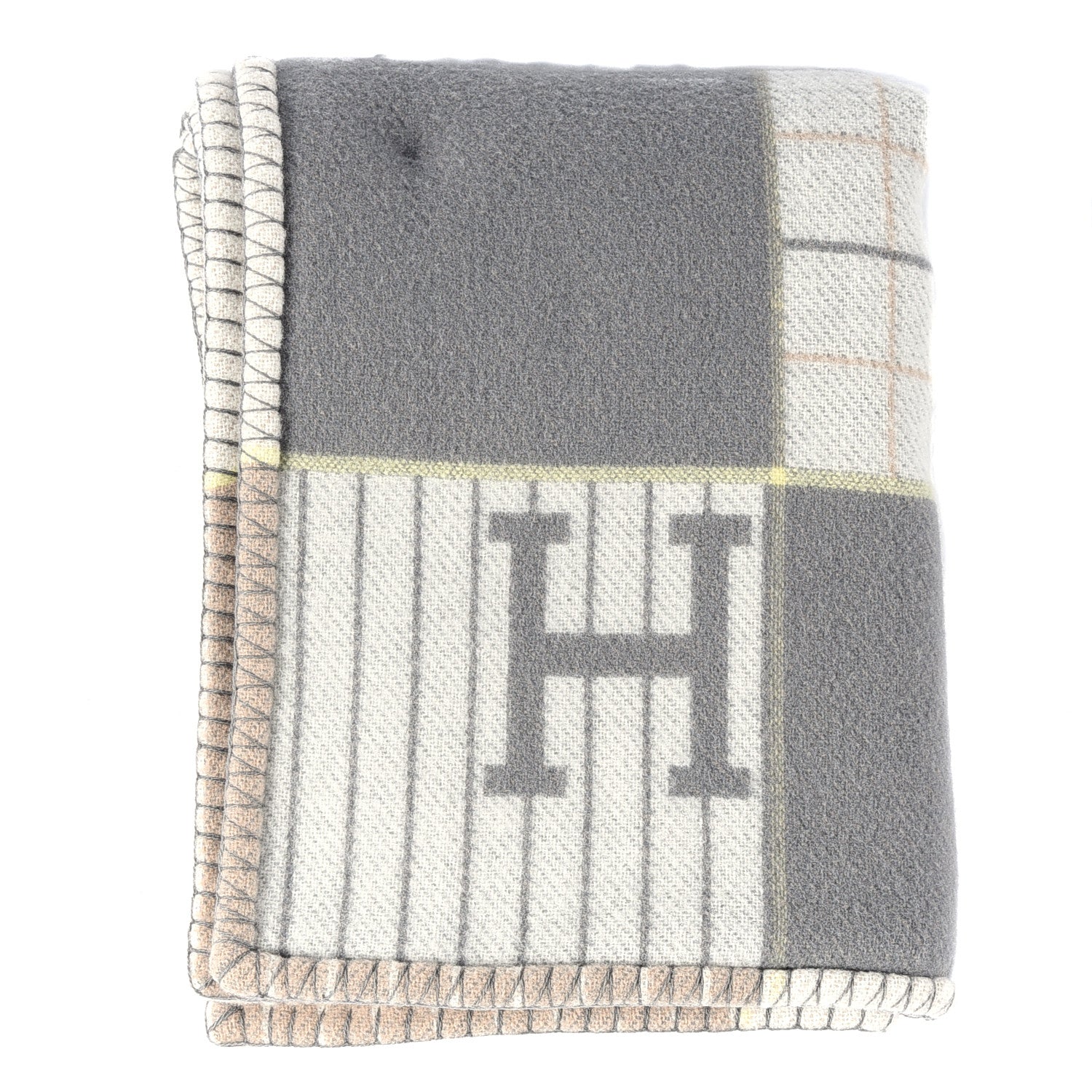 Hermes Wool Cashmere Avalon Passe-Passe Blanket Naturel 2 of 3