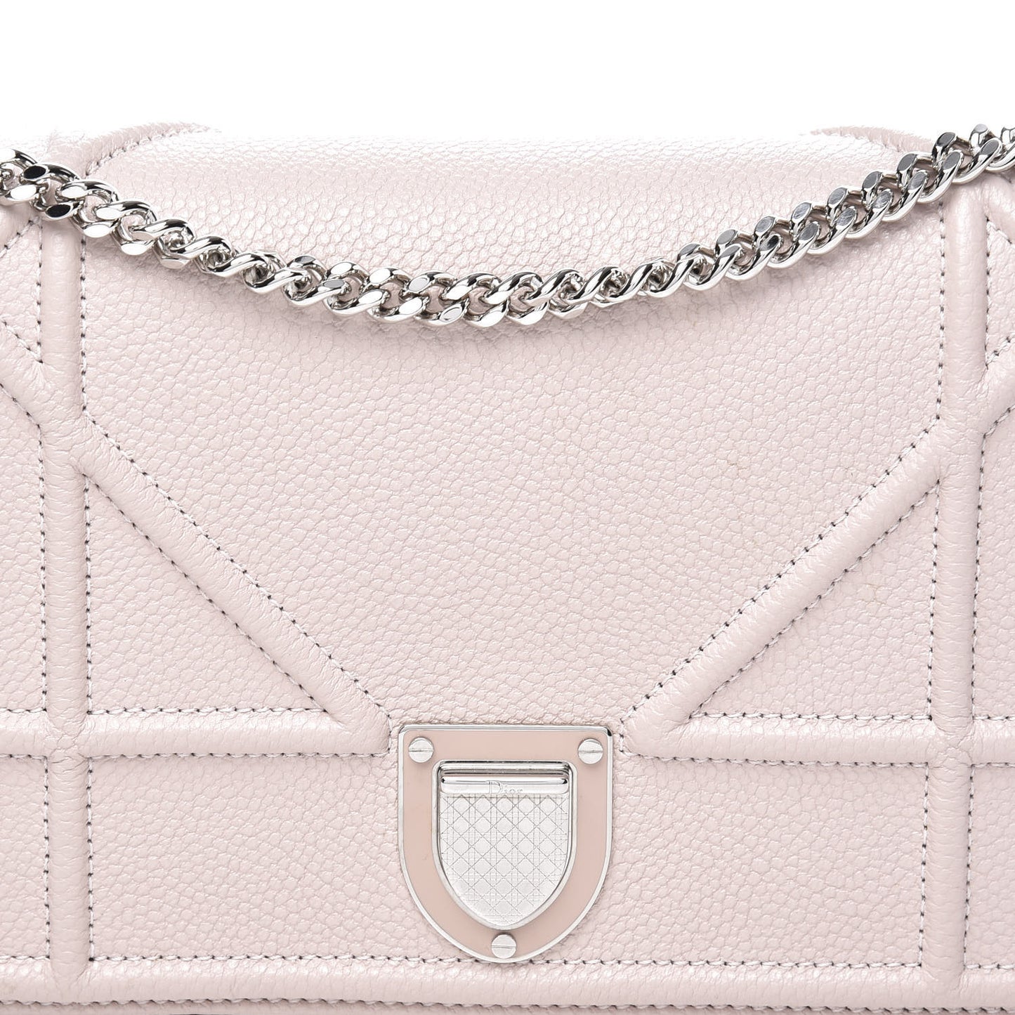 Grained Calfskin Diorama Wallet on Chain Pouch Rose Poudre