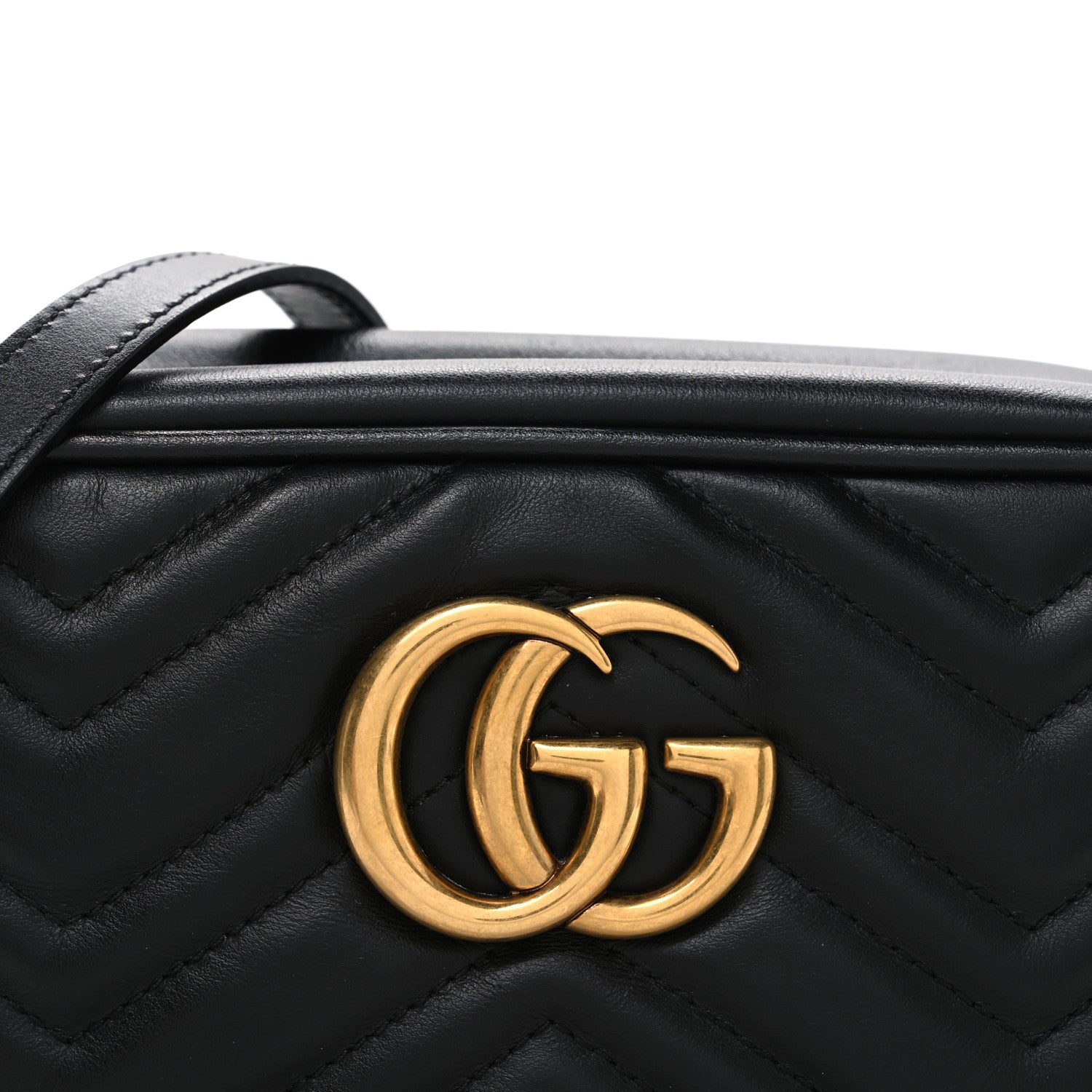 Gucci Calfskin Matelasse Small GG Marmont Chain Shoulder Bag Black 8 of 11