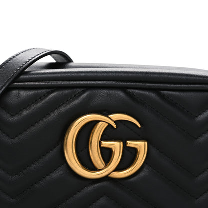 Gucci Calfskin Matelasse Small GG Marmont Chain Shoulder Bag Black 8 of 11