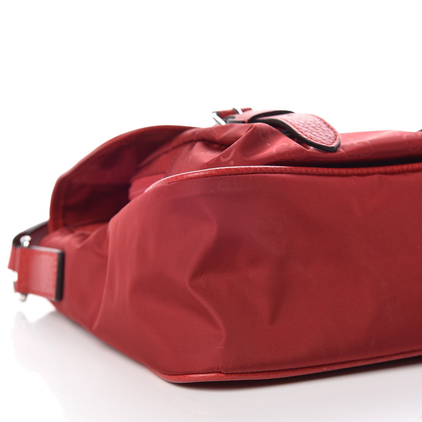 Nylon Monogram Double Buckle Flap Messenger Bag Vibrant Red