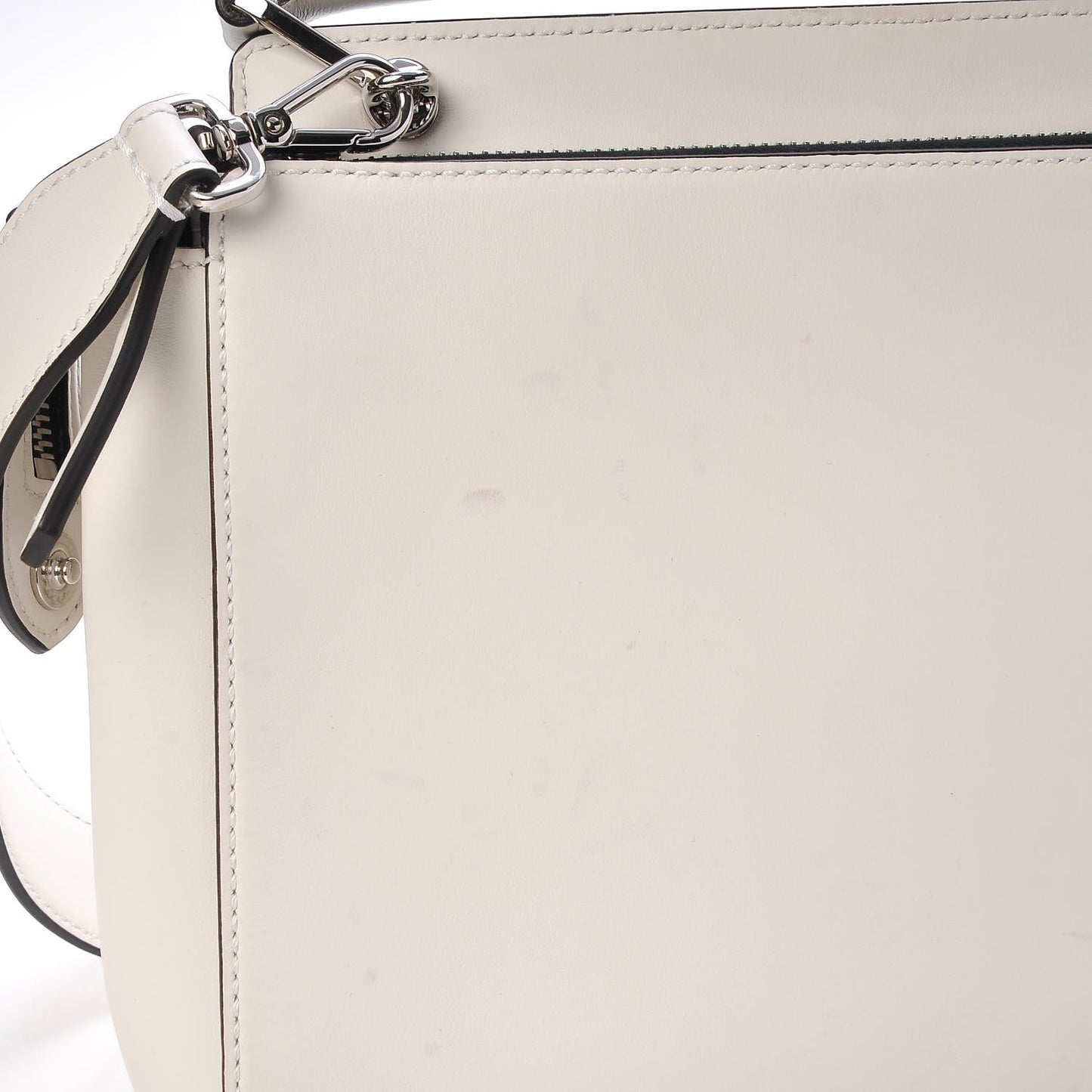 Vitello Baltico Dolce Shiny Nappa Lace Up DotCom Satchel White Parrot