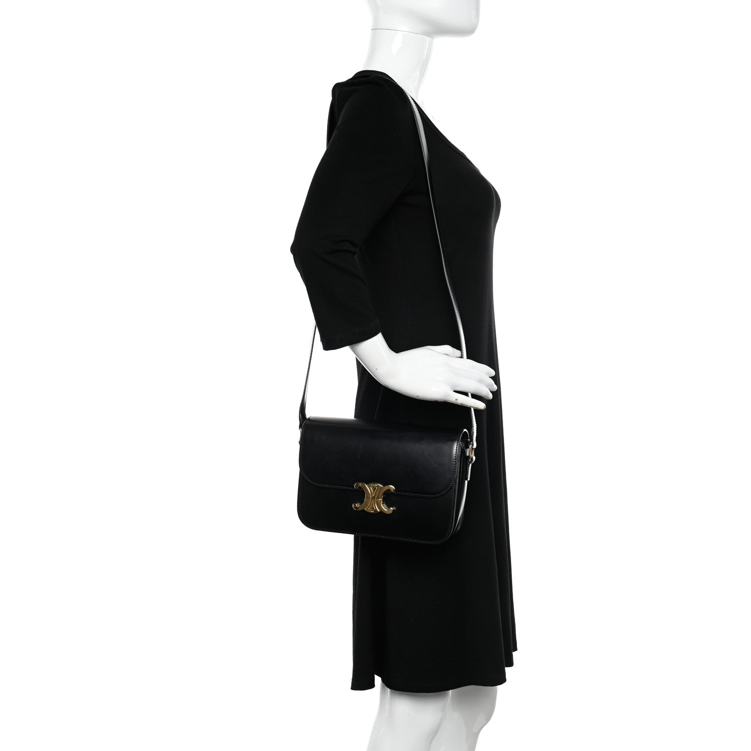 Celine Shiny Calfskin Medium Triomphe Black 3 of 14