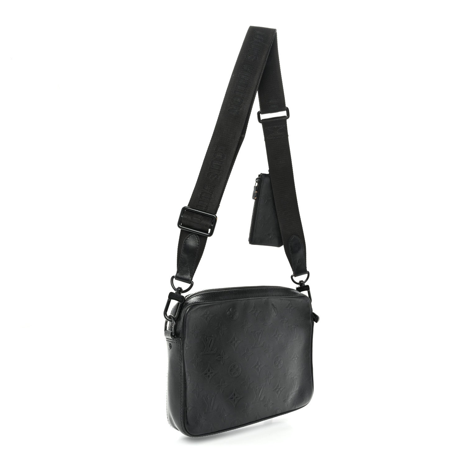 Louis Vuitton Calfskin Monogram Shadow Duo Messenger Black 3 of 10