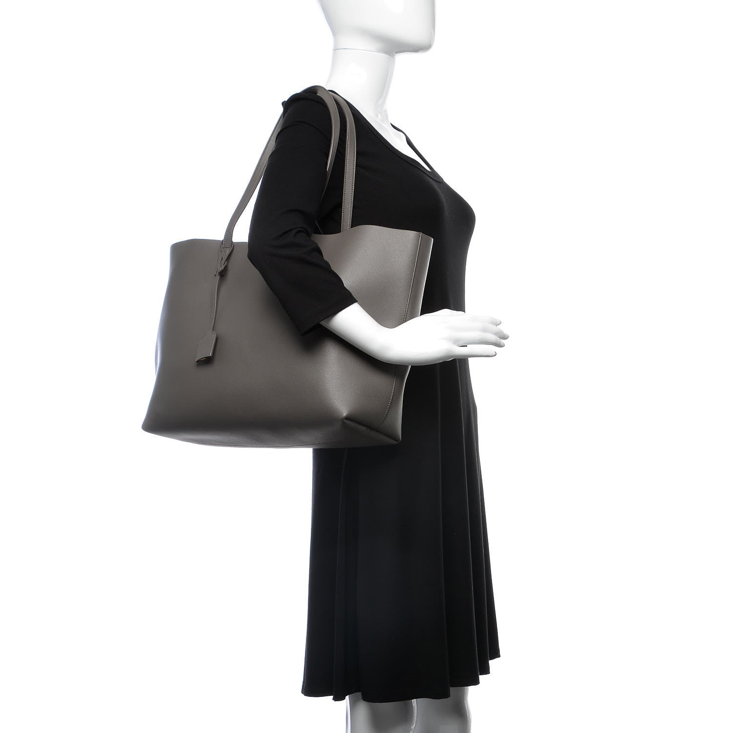 Saint Laurent Calfskin Large Shopping Tote Dark Grey 2 of 9