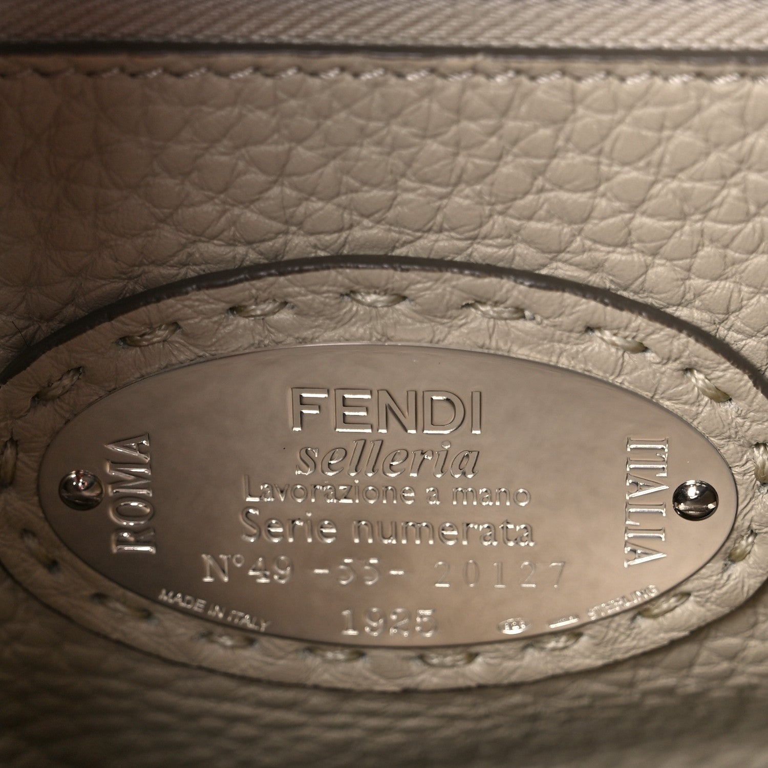 Fendi Cuoio Romano Selleria Bi-Color Medium Peekaboo Iconic Satchel Asfalto Latte 6 of 9