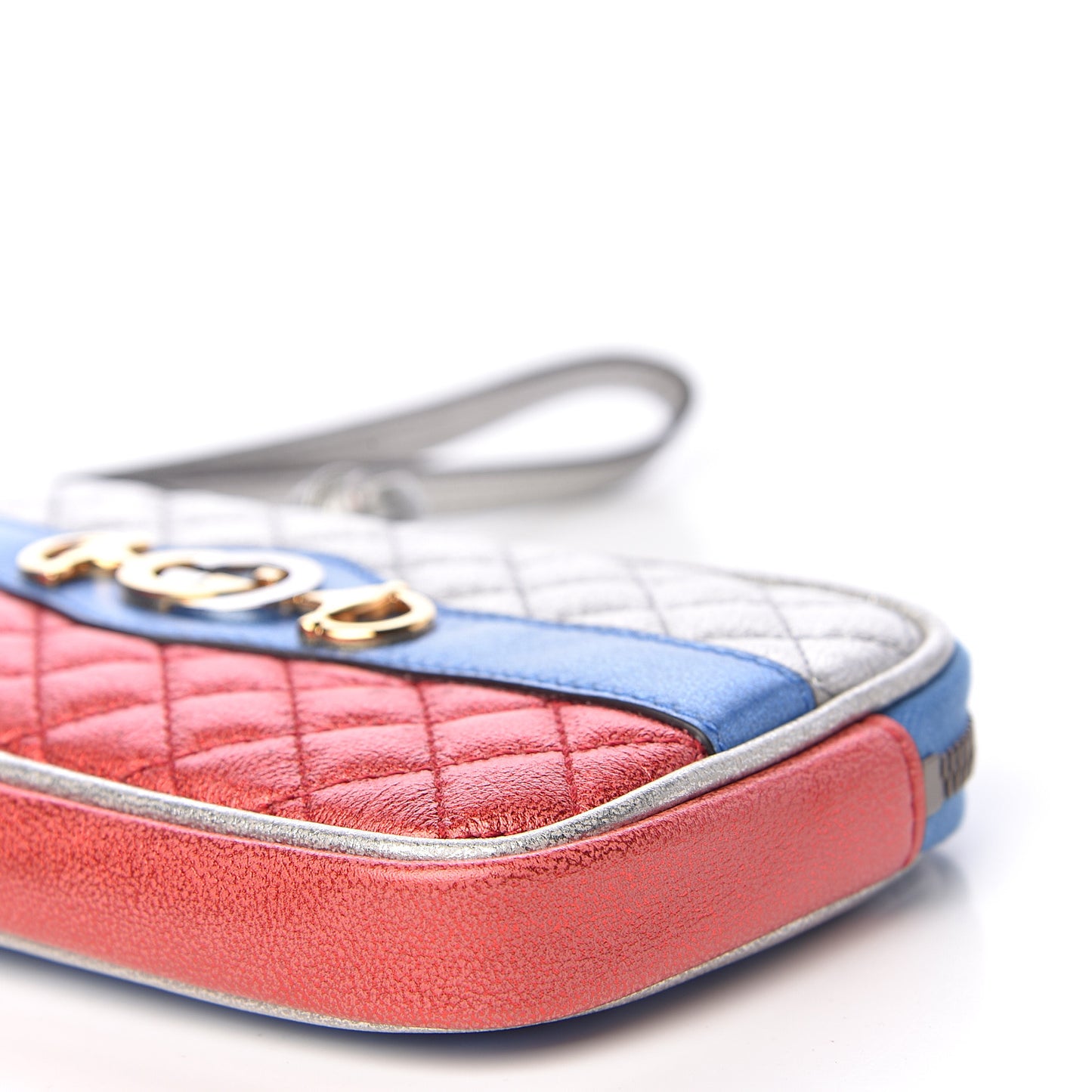 Laminated Nappa Trapuntata Zumi iPhone Case Rosso Marine Argento