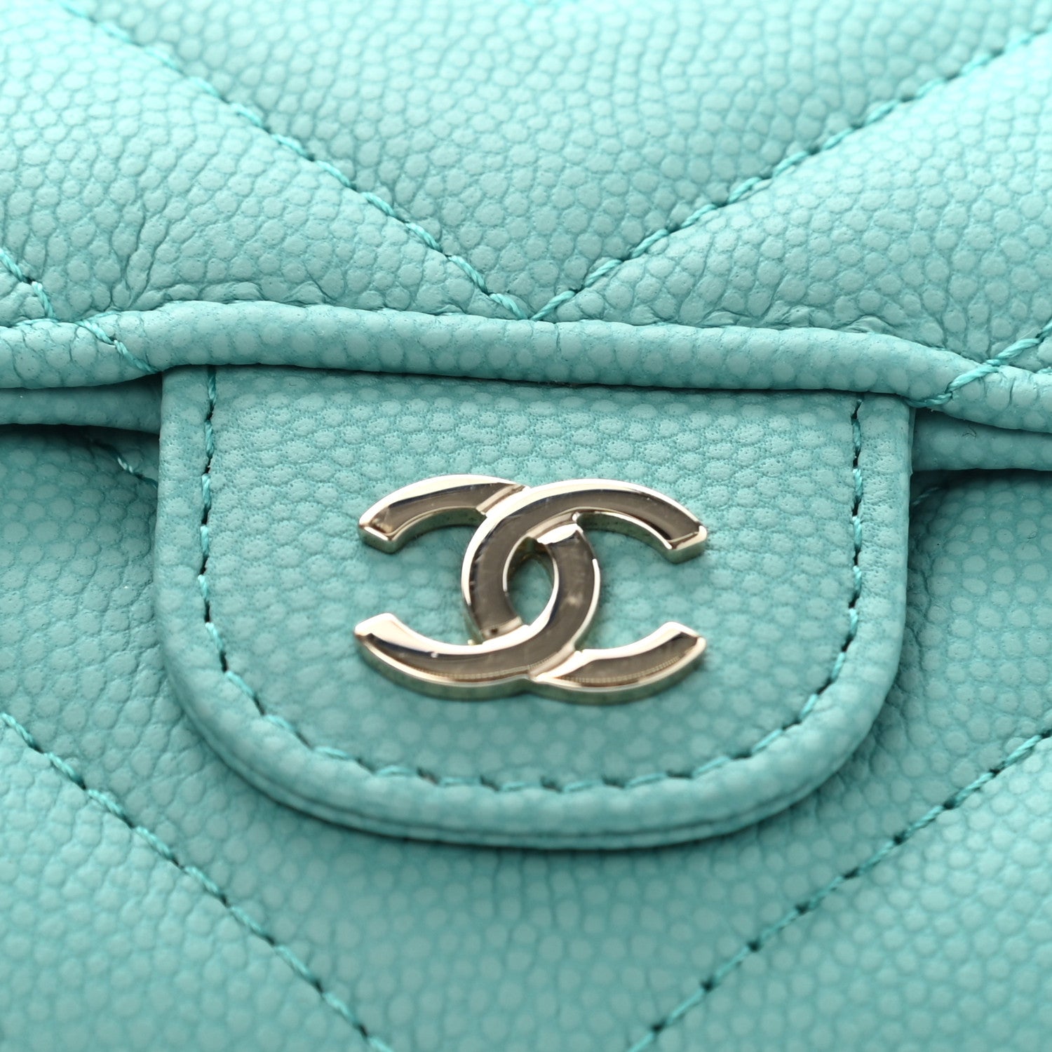 Chanel Caviar Chevron Quilted Flap Card Holder Green 10 of 10