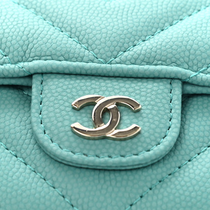 Chanel Caviar Chevron Quilted Flap Card Holder Green 10 of 10