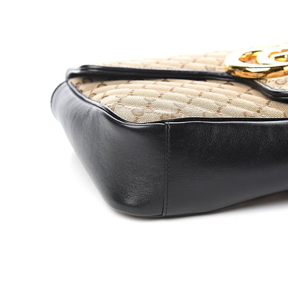 Gucci Monogram Azalea Calfskin Matelasse Diagonal Medium GG Marmont Shoulder Bag Beige Ebony Black 7 of 9