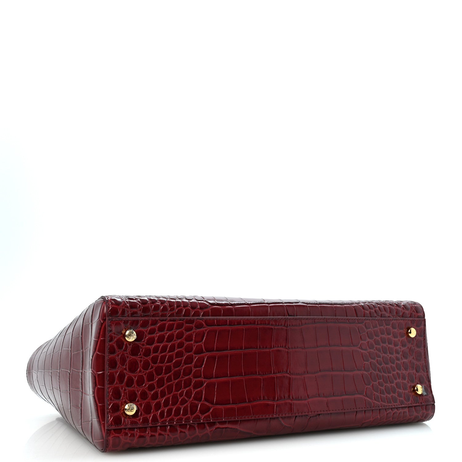 Chanel Calfskin Crocodile Embossed Archetype Small Shopping Tote Burgundy 4 of 11
