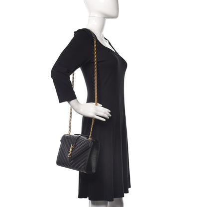 Saint Laurent Grain De Poudre Matelasse Chevron Medium Monogram Satchel Black 3 of 11