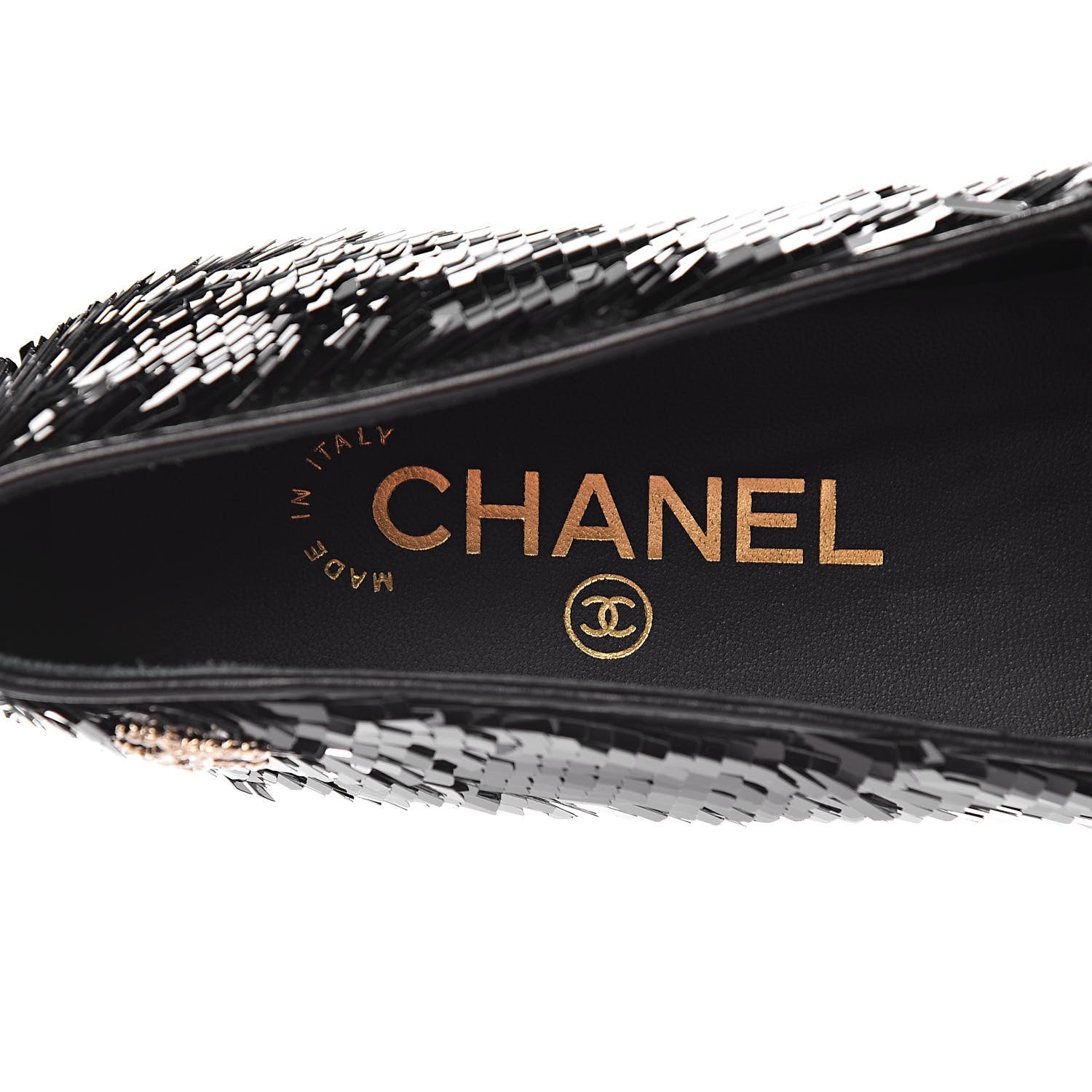 Chanel Sequin CC Loafers 37 Black 6 of 11