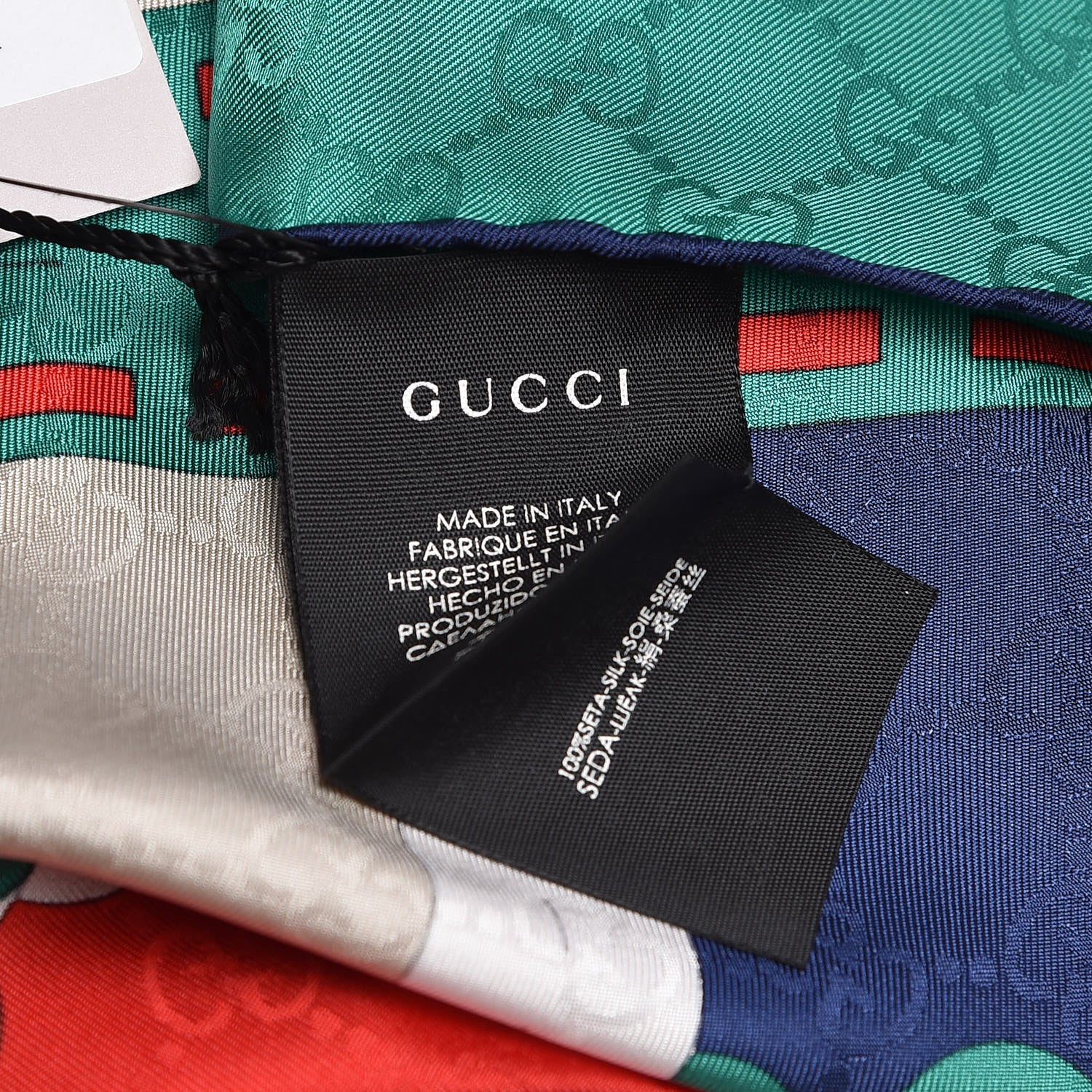 Gucci Silk Chain Argyle Square Scarf Flame Dark Green 4 of 4