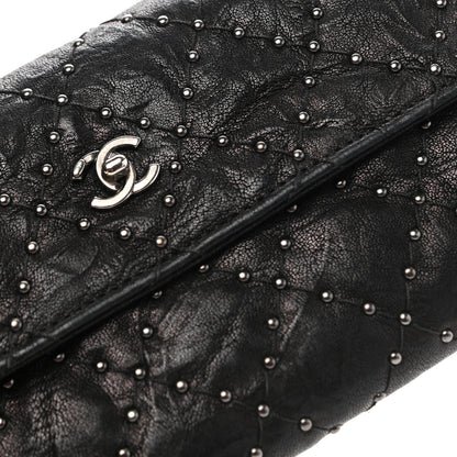 Chanel Crumpled Lambskin Studded Paris Dallas Flap Wallet Black 6 of 10