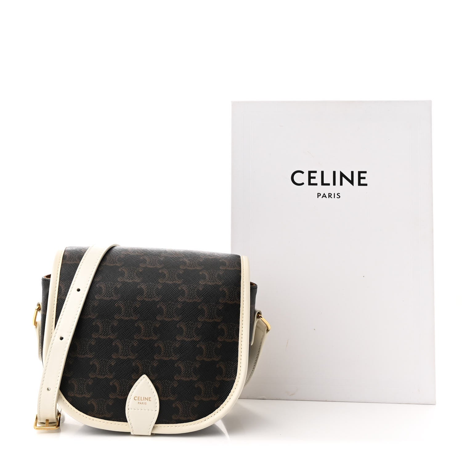 Celine Triomphe Canvas Medium Folco Bag White 12 of 12