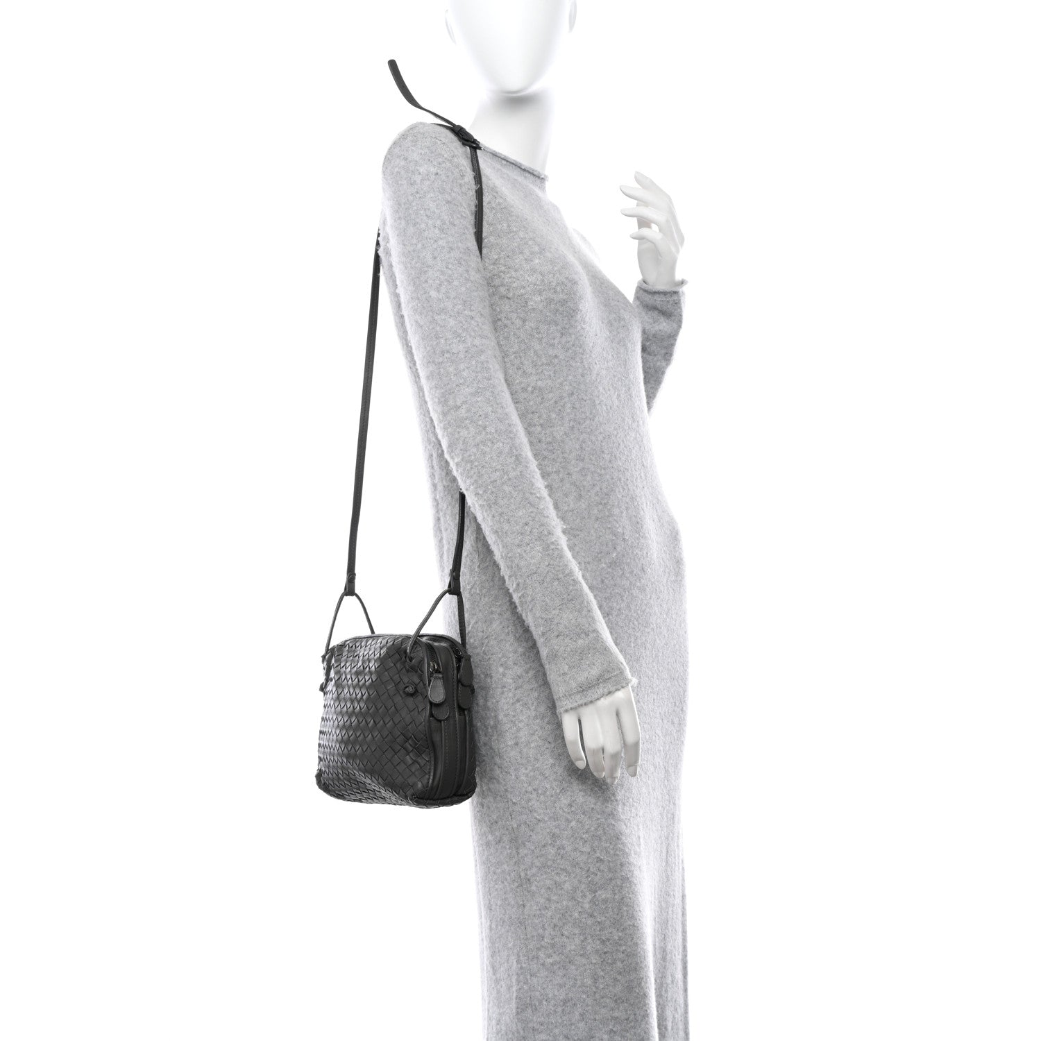 Bottega Veneta BOTTEGA VENETA Nappa Intrecciato Pillow Crossbody Messenger Light Grey 2 of 9