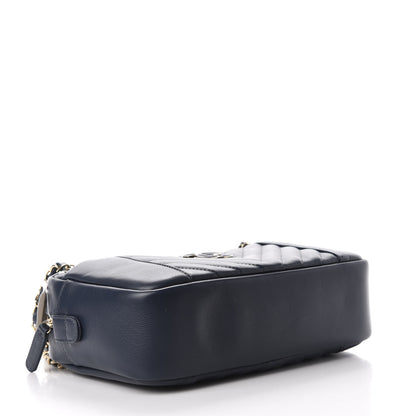 Chanel Calfskin Quilted Daily Chevron Camera Case Navy Blue 4 of 11