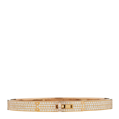 Hermes 18K Rose Gold Diamond PM Kelly Full Pave Bracelet SH 1 of 4