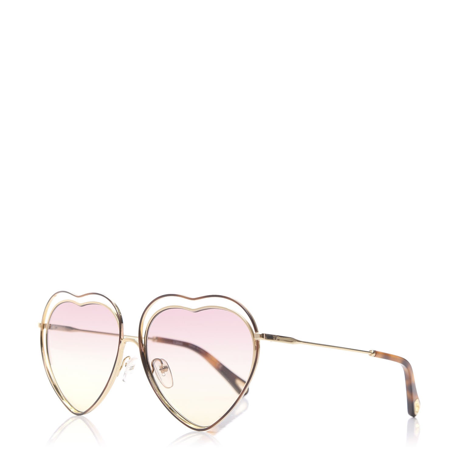 Chloe Metal Poppy Love Heart Sunglasses CE131S Havana Rose 1 of 8