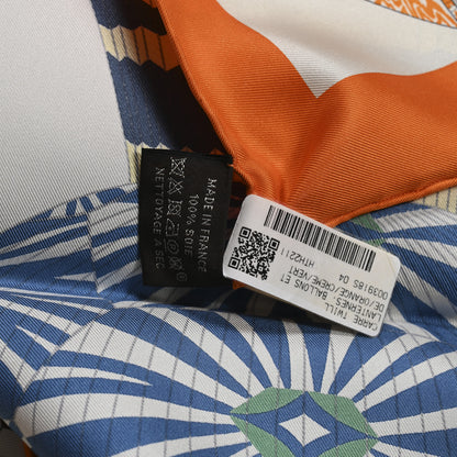 Hermes Silk Lanternes Ballons et Cocardes Scarf 90 Orange Creme Vert 3 of 6
