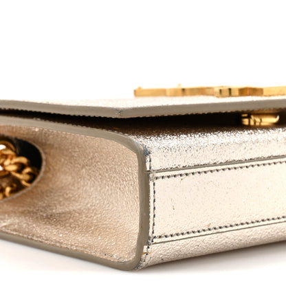 Saint Laurent Metallic Calfskin Small Classic Monogram Kate Satchel Platine 18 of 29