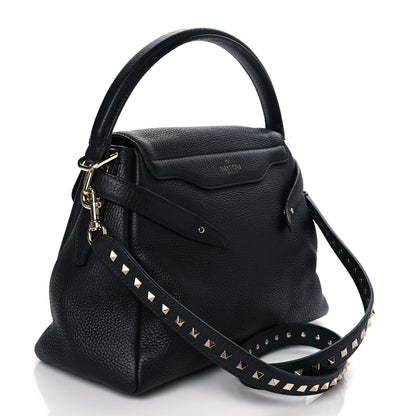Valentino Garavani Grained Lagun Calfskin Rockstud Twiny Top Handle Bag Black 3 of 9