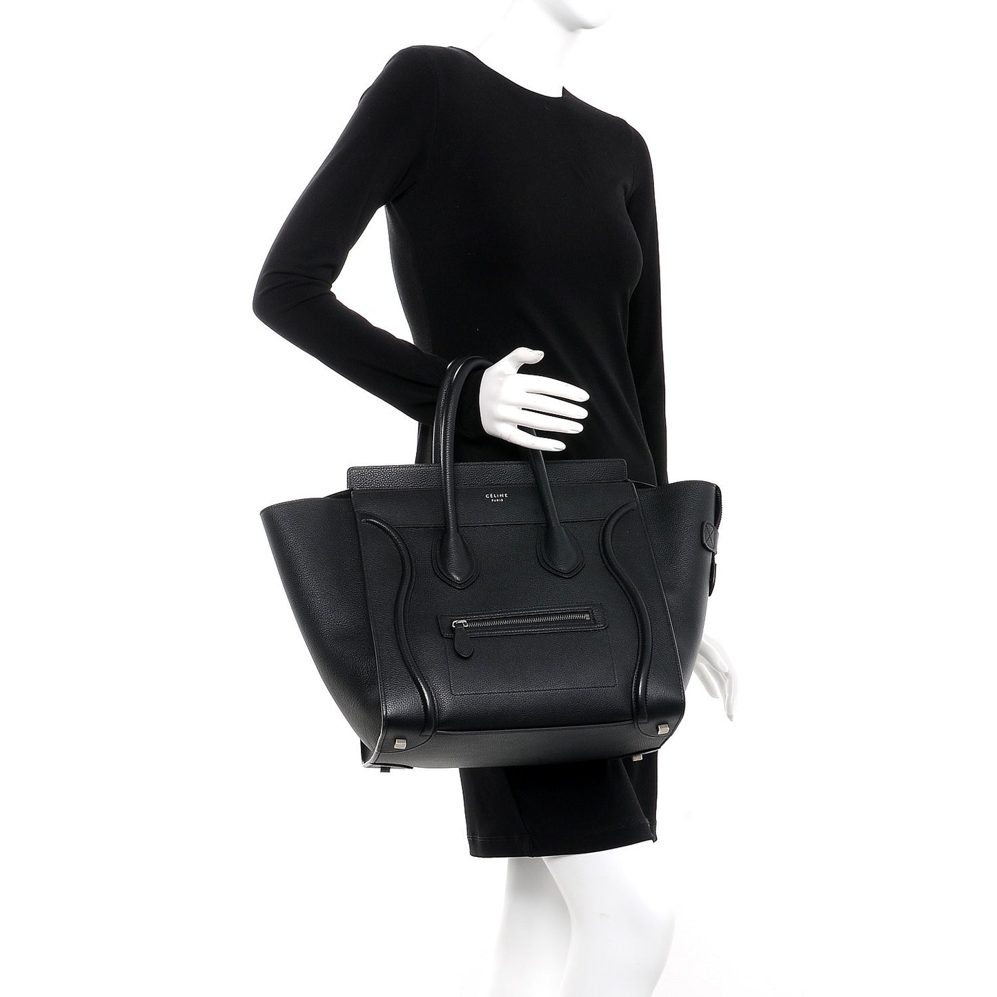 Drummed Calfskin Mini Luggage Black