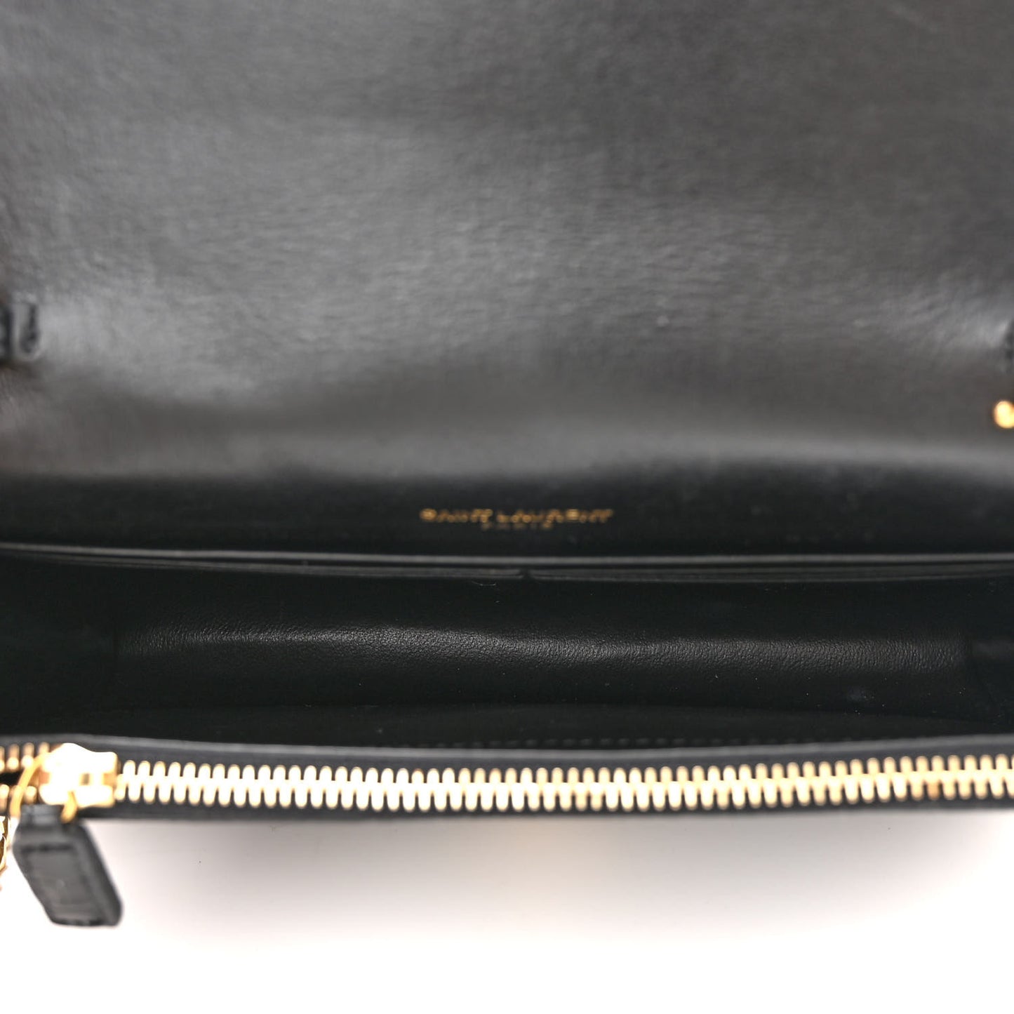 Calfskin Crocodile Embossed Kate Monogram Tassel Chain Wallet Black