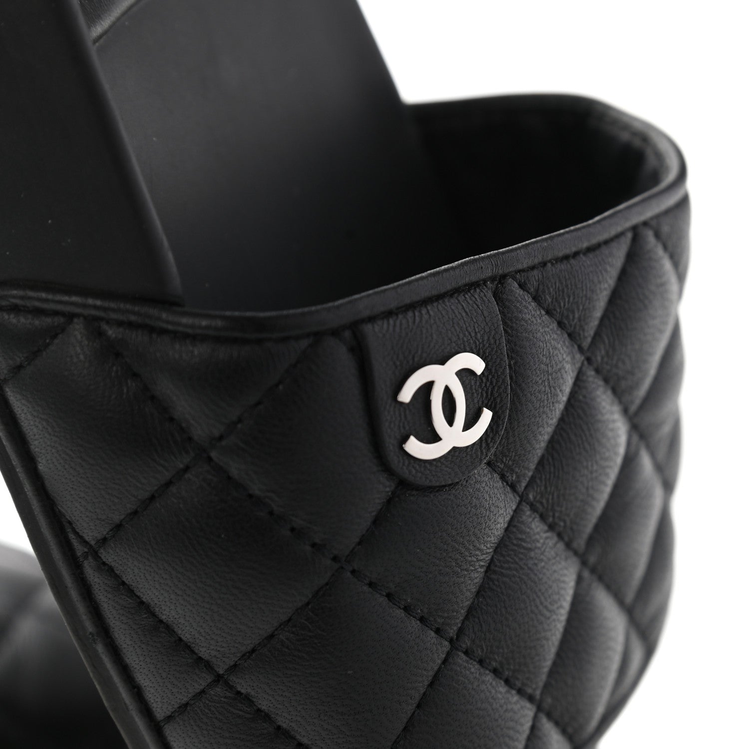 Chanel Lambskin Quilted CC Mules Sandals 38 Black 9 of 12