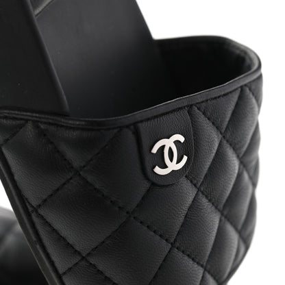 Chanel Lambskin Quilted CC Mules Sandals 38 Black 9 of 12