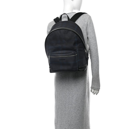 Burberry E-Canvas Check Jett Backpack Navy Blue 3 of 12