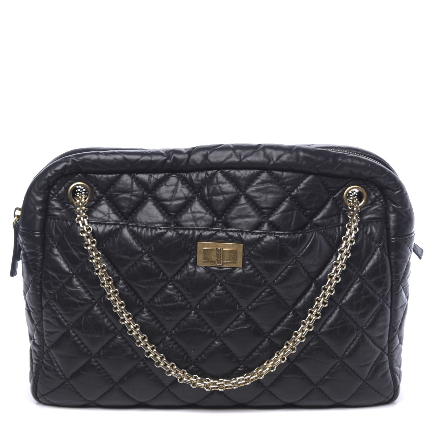 Chanel Aged Calfskin Quilted Large Reissue Camera Case Black 1 of 14