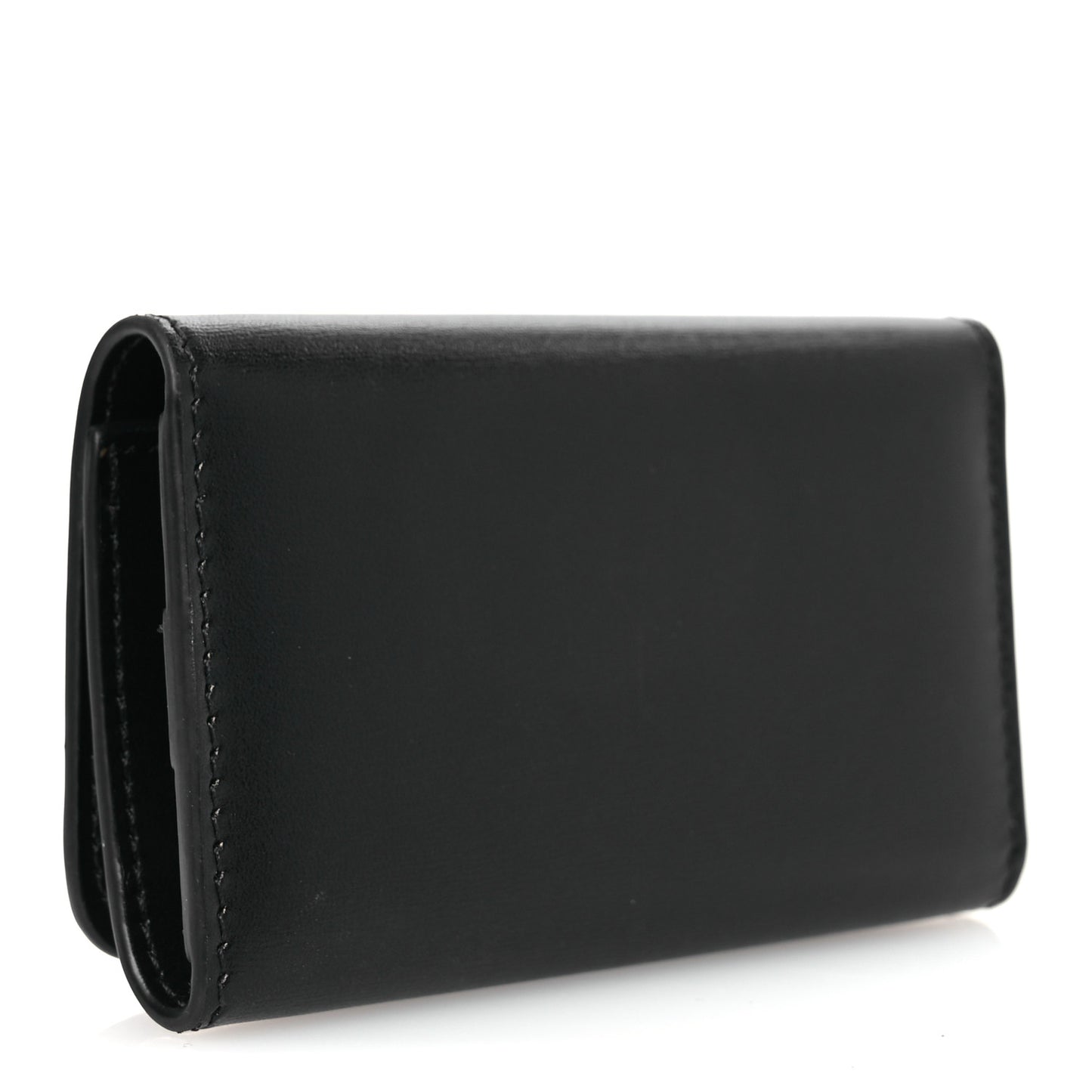 Shiny Calfskin Triomphe Key Case Black