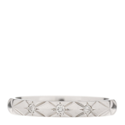 Chanel Platinum Diamond Small Matelasse Ring 48 4.5 1 of 7