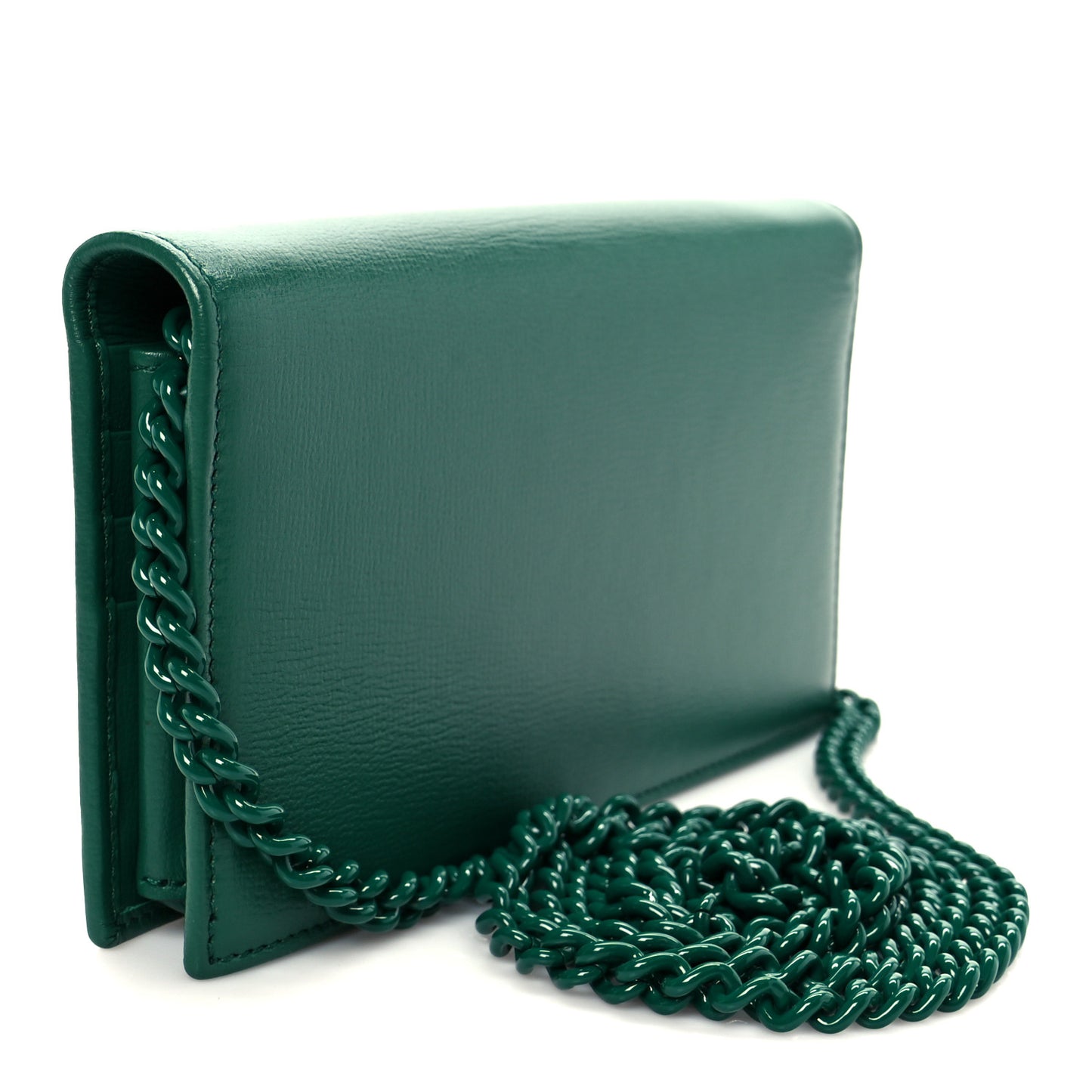 Azalea Calfskin Enamel Horsebit 1955 Wallet On Chain Emerald Green