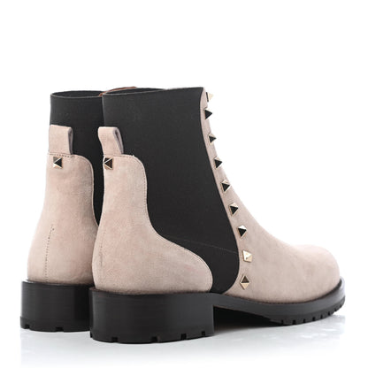Valentino Garavani Suede Rockstud Beatle Chelsea 20mm Ankle Boots 36.5 Poudre 3 of 4