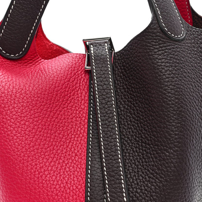 Hermes Taurillon Clemence Casaque Picotin Lock 18 PM Rouge Sellier Framboise 8 of 10